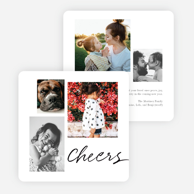 Festive Script New Year Cards and Invitations - Black