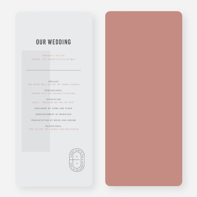 Artisanal Details Wedding Programs - Pink