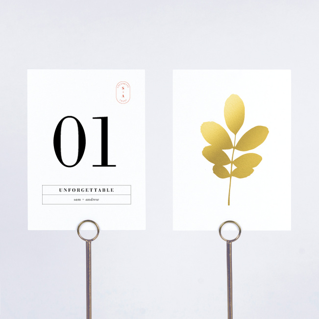 Botanical Outlines Wedding Table Cards - Yellow