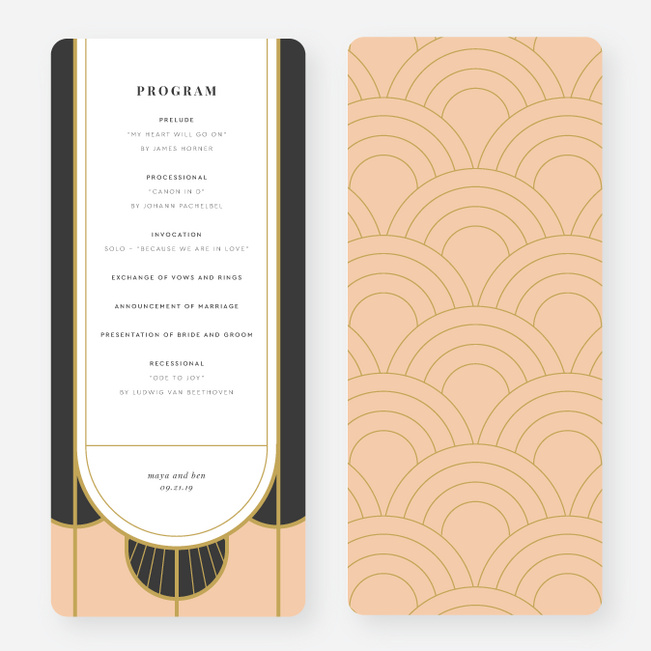 Deco Arches Wedding Programs - Pink