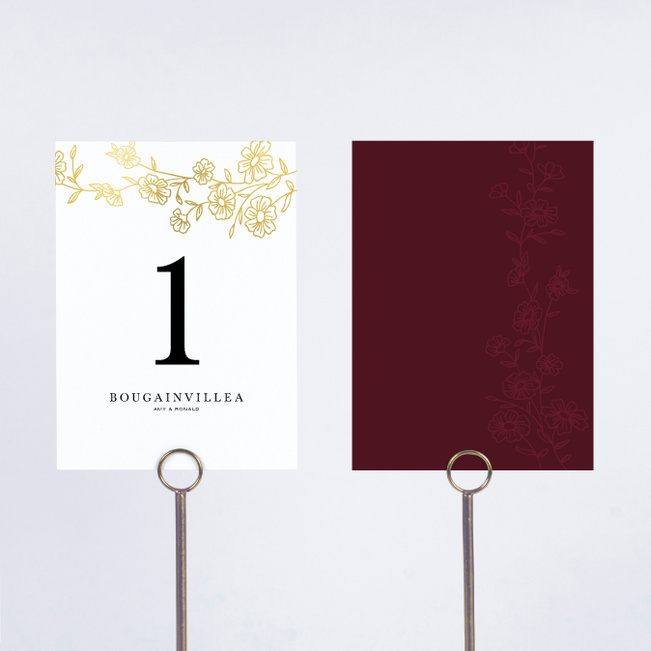 Elegant Roses Wedding Table Cards - Red