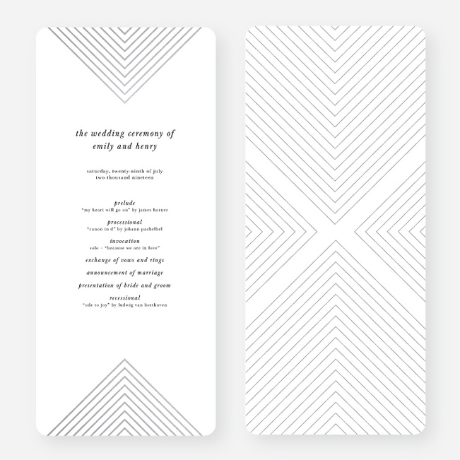 Foil Mirrored Angles Wedding Programs - Gray