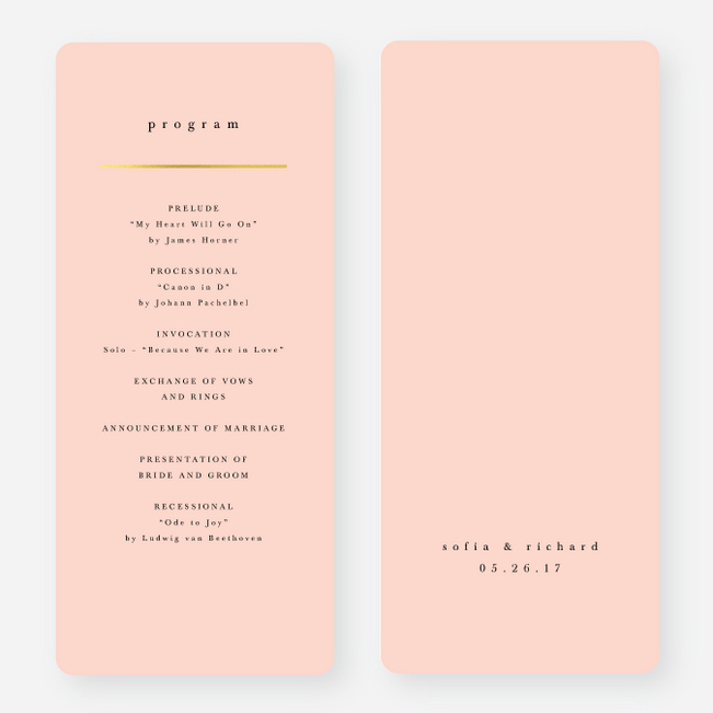Less is More Wedding Programs - Pink