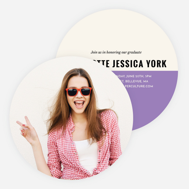 Selfie Graduation Announcements for High School - Purple