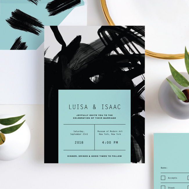 Bold Strokes Wedding Invitations - Green