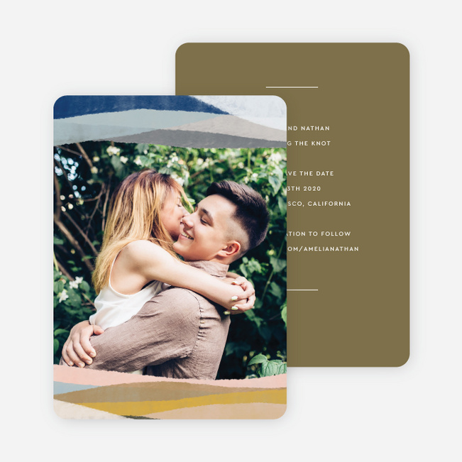 Earthy Waves Wedding Invitations - Green