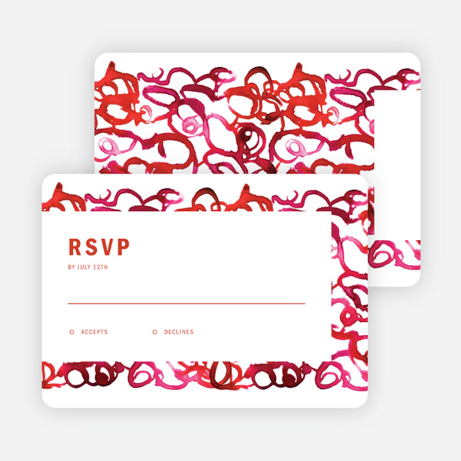 Watercolor Ribbons Wedding Invitations - Red