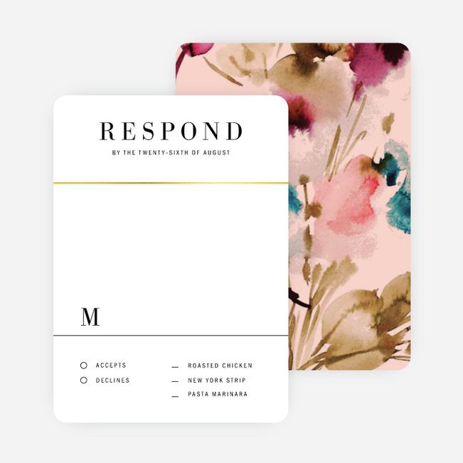 Foil Bountiful Frame Wedding Response Cards - Yellow