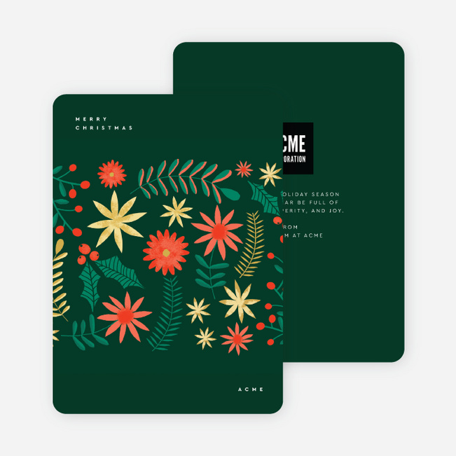 Band of Flowers Business Holiday Cards - Green