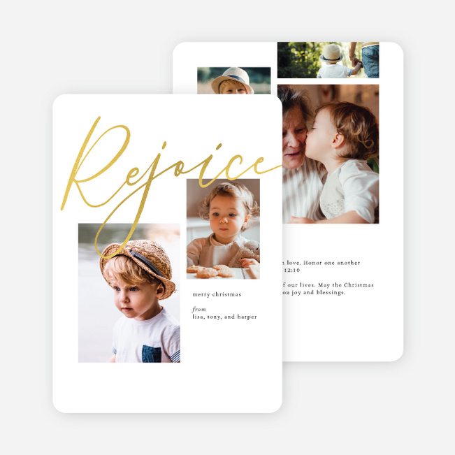 Foil Rejoice Christmas Cards - Yellow