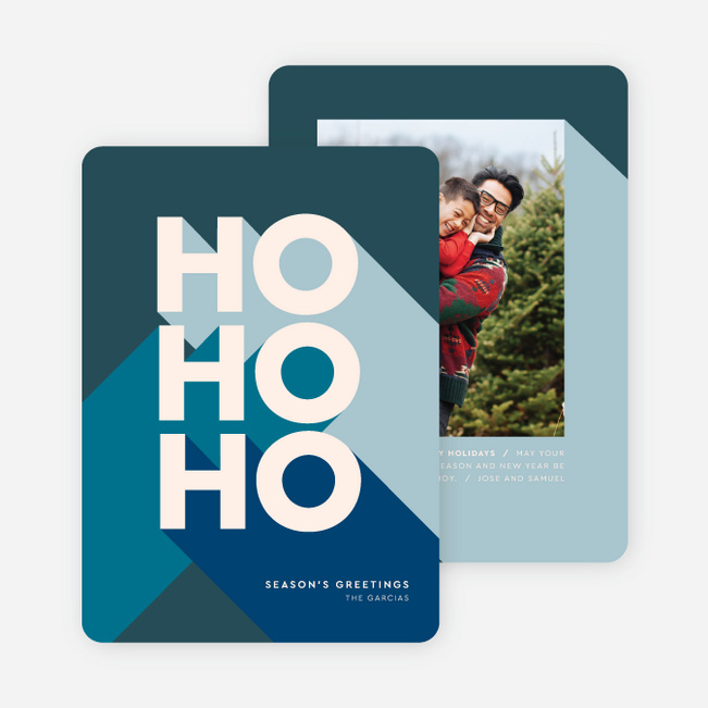 Iconic Santa Greeting Christmas Card - Blue