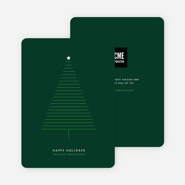 Modern Tree Corporate Christmas Cards - Green