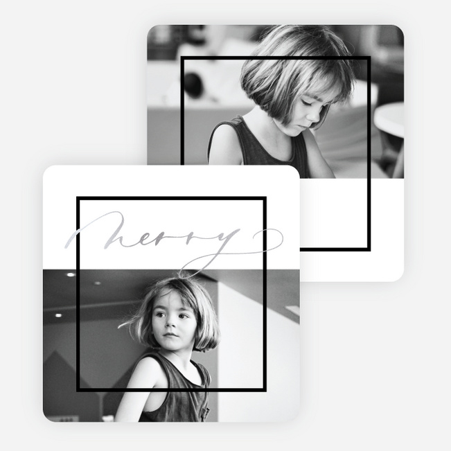 Foil Merry Frame Christmas Cards - Gray