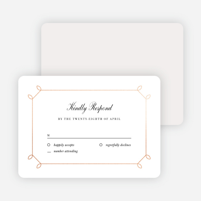 Foil Elegant Scroll Wedding Response Cards - Pink