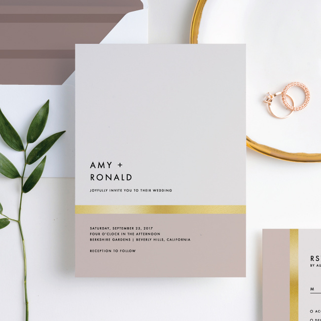 Stripe It Wedding Invitations - Brown