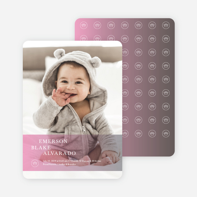 Studio Series Photo Birth Announcements - Pink