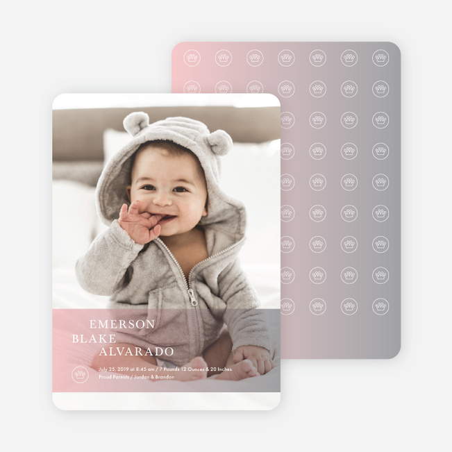 Studio Series Photo Birth Announcements - Reddish Pink