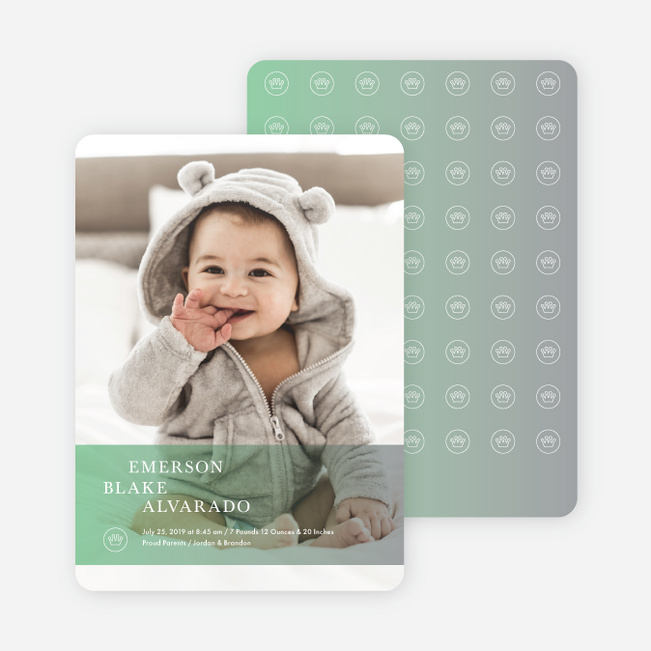 Studio Series Photo Birth Announcements - Pale Green