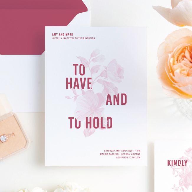 Weaved Roses Wedding Invitations - Pink