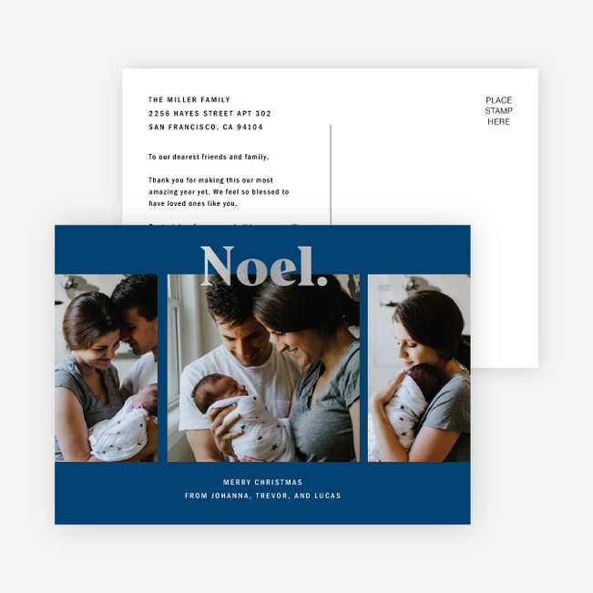 Foil Noel Christmas Cards - Blue