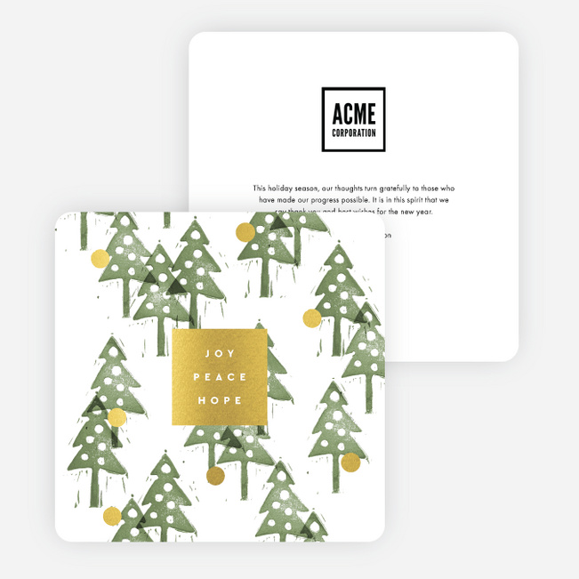 Foil Snowy Moment Business Holiday Cards - Yellow