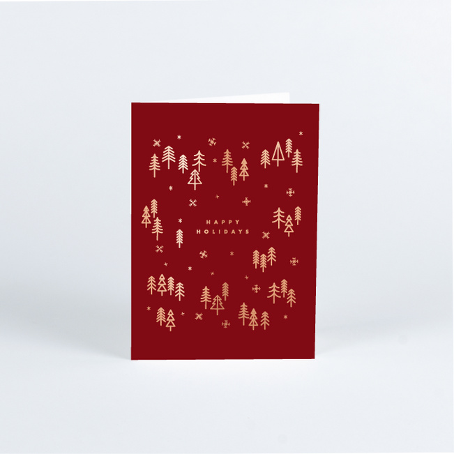 Foil Winter Woods Corporate Holiday Cards - Red