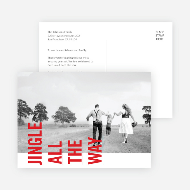 Sideways Text Christmas Cards - Red