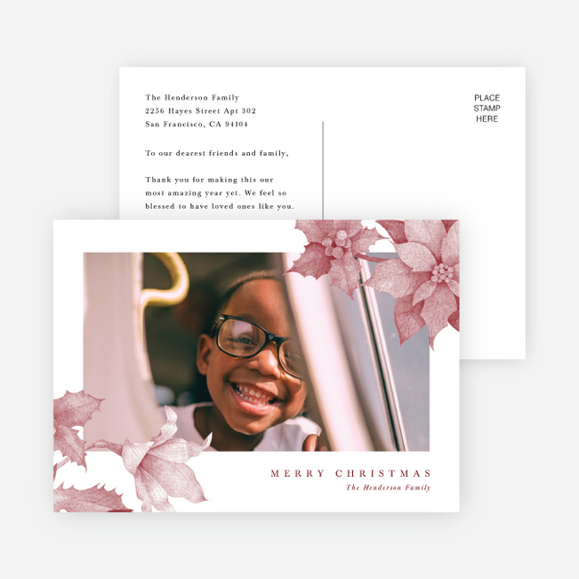 Poinsettia Frame Holiday Cards - Red