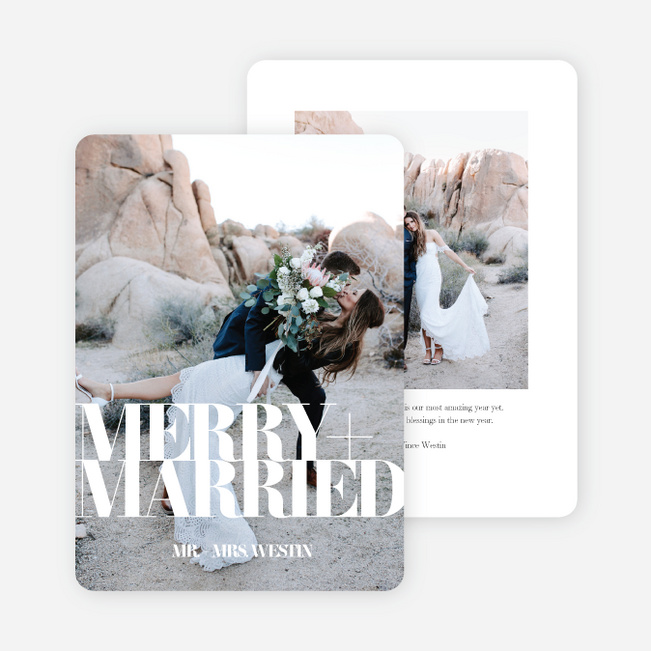Married & Merry Multi Photo Holiday Cards - White
