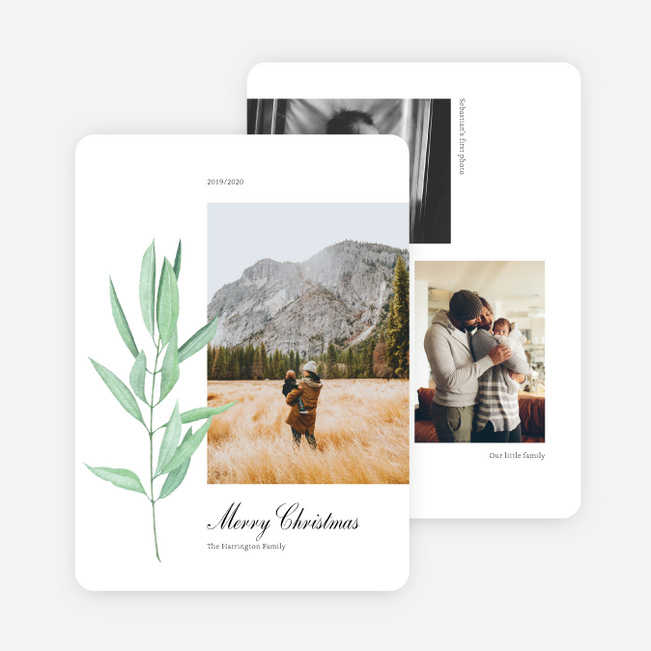 Leafy Bookmark Christmas Cards - Black