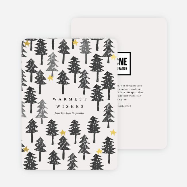 Foil Twinkle Forest Corporate Holiday Cards - Yellow