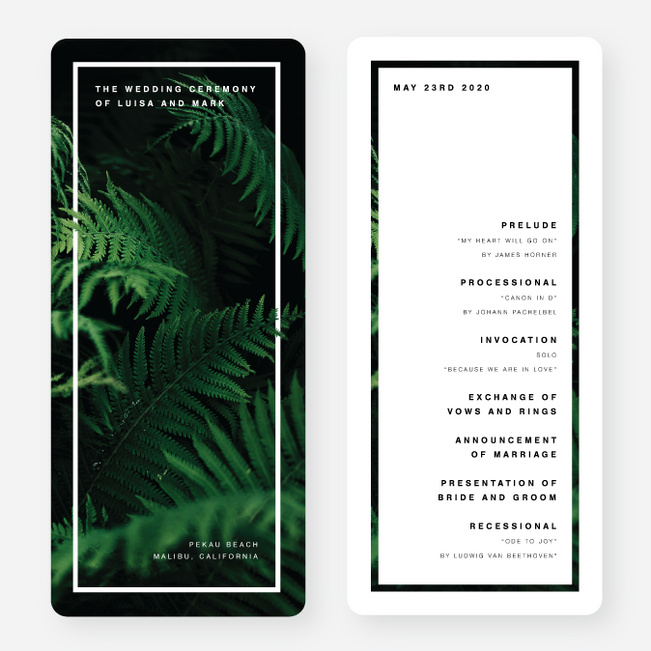 Exquisite Ferns Wedding Programs - Green