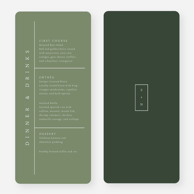 Classic Grid Wedding Menus - Green