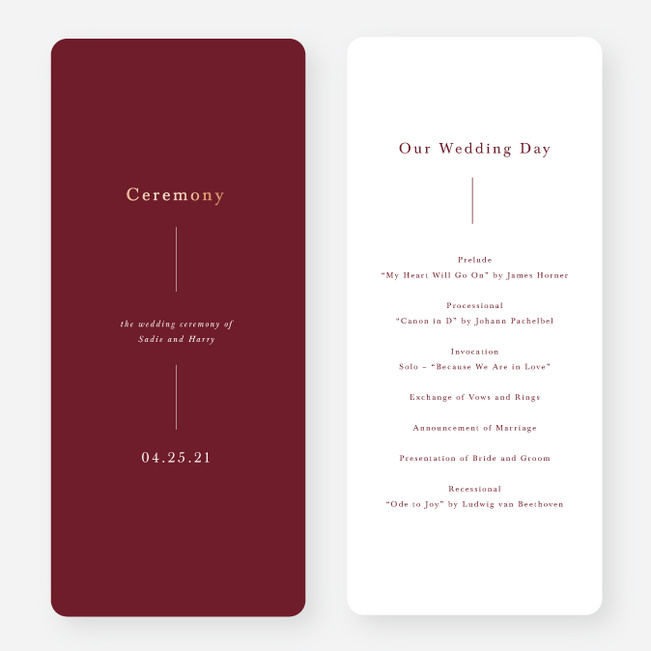 Foil Love Connection Wedding Programs - Red