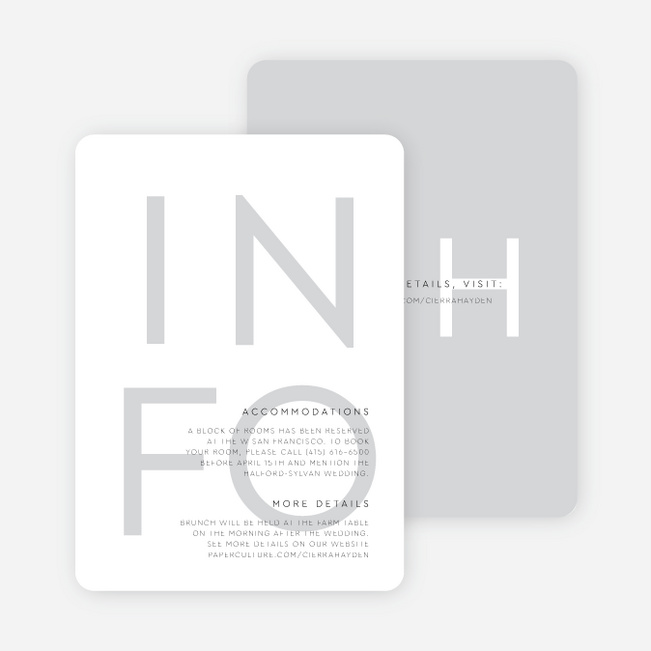 Big and Small Wedding Information Cards - Gray