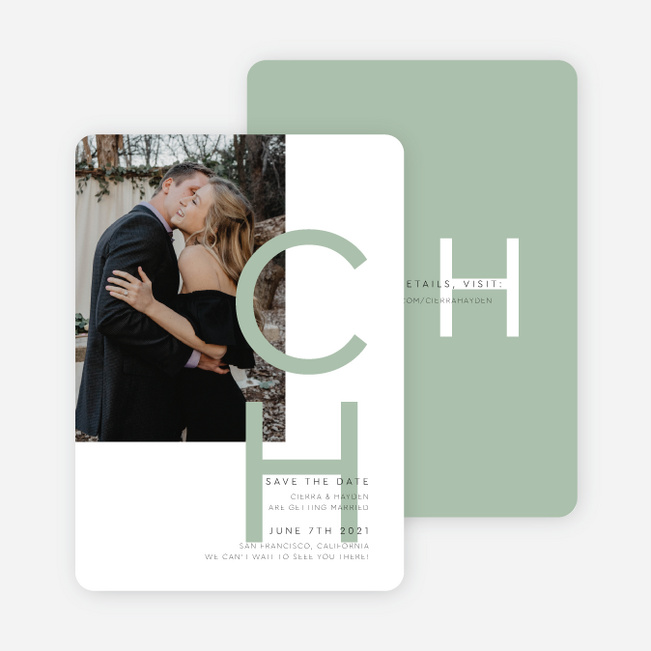 Big and Small Save the Date Cards - Green