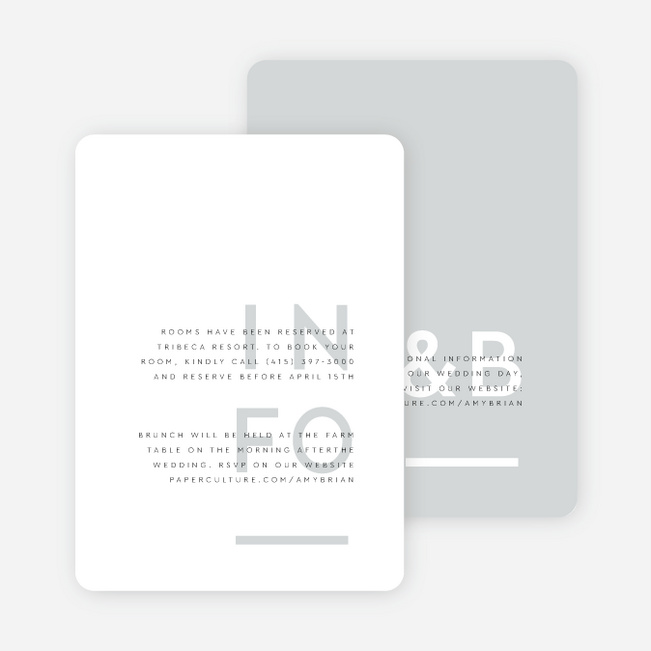 Clean Highlights Wedding Information Cards - Gray
