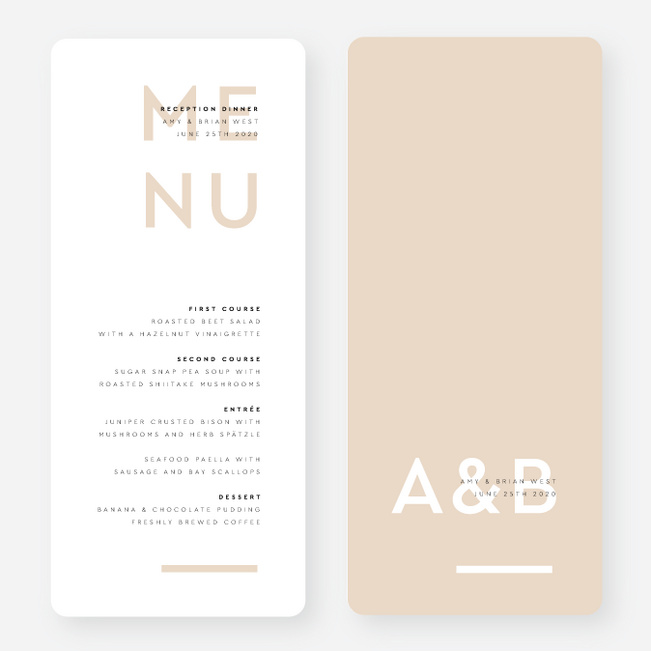 Clean Highlights Wedding Menus - Beige