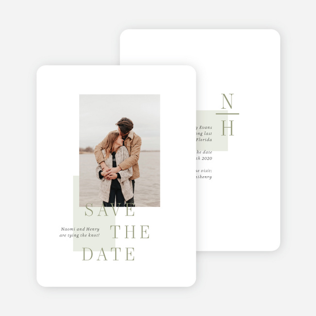 Square Direction Save the Date Cards - Green