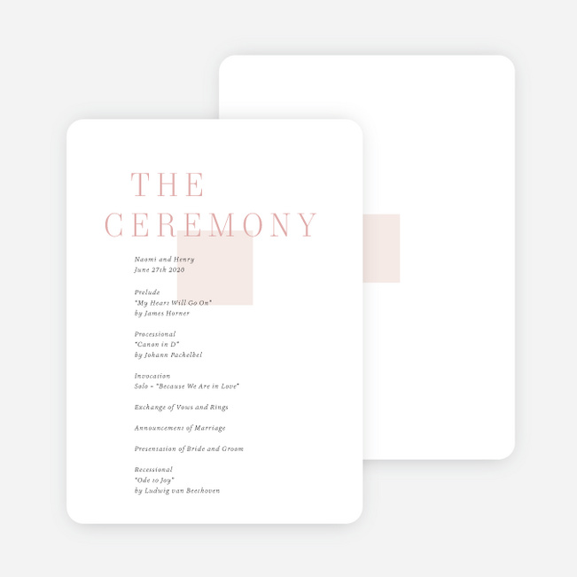 Square Direction Wedding Programs - Pink