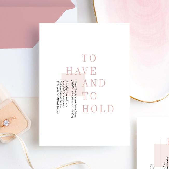 Square Direction Wedding Invitation Suites - Pink