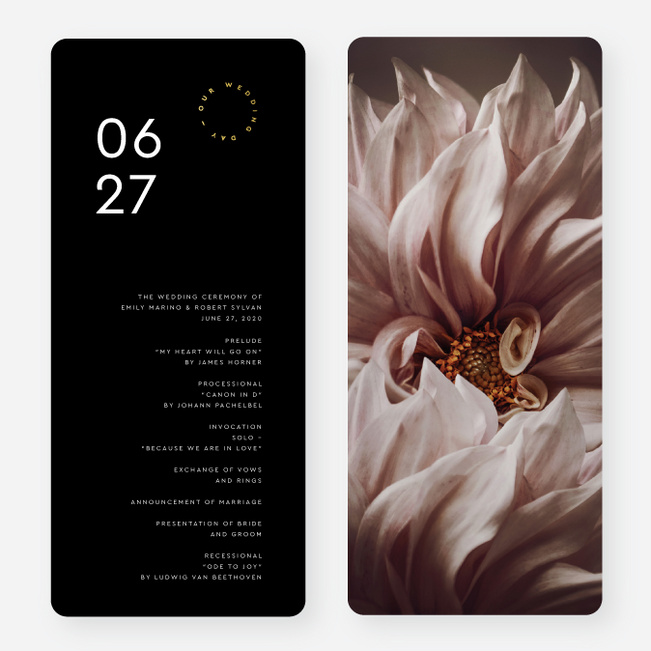 Foil Passionate Love Wedding Programs - Yellow