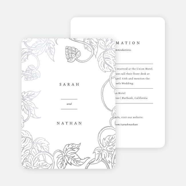 Foil Rustic Charm Wedding Information Cards - Gray
