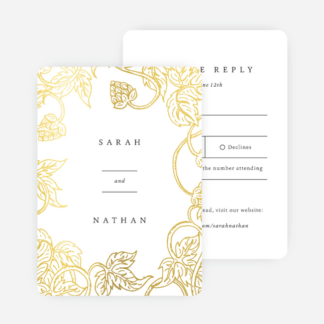Foil Rustic Charm Wedding Response Cards - Yellow