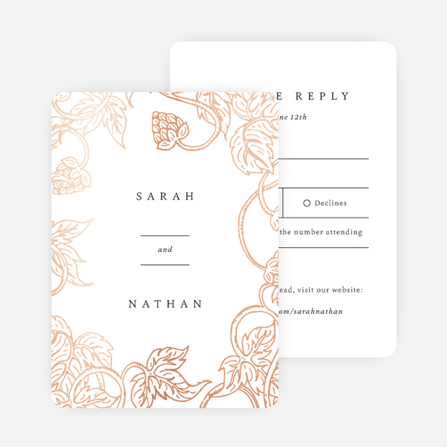 Foil Rustic Charm Wedding Response Cards - Pink