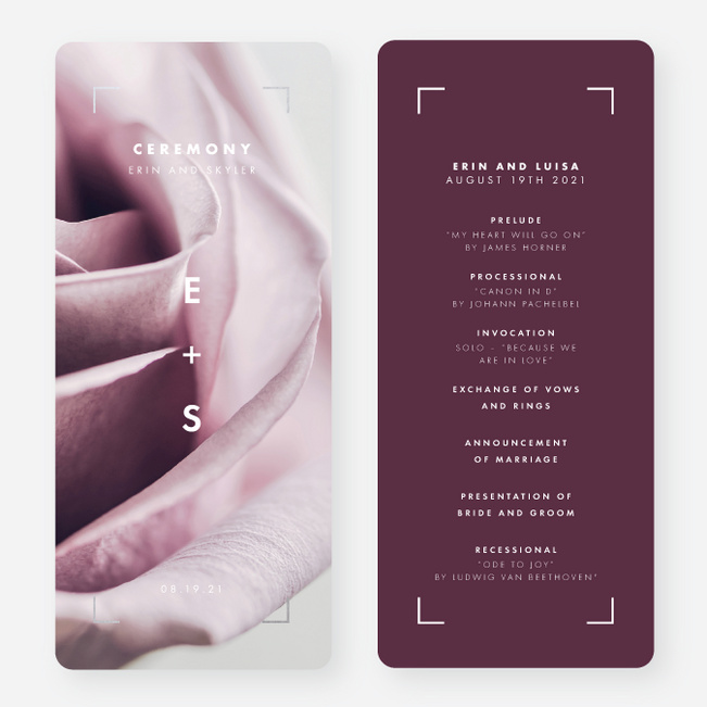 Foil Unfolding Romance Wedding Programs - Purple