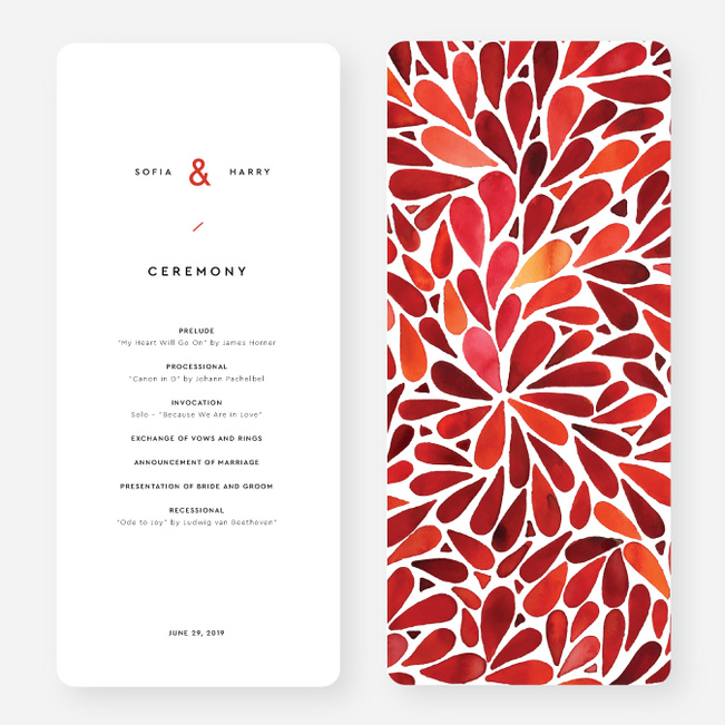 Burst of Romance Wedding Programs - Red