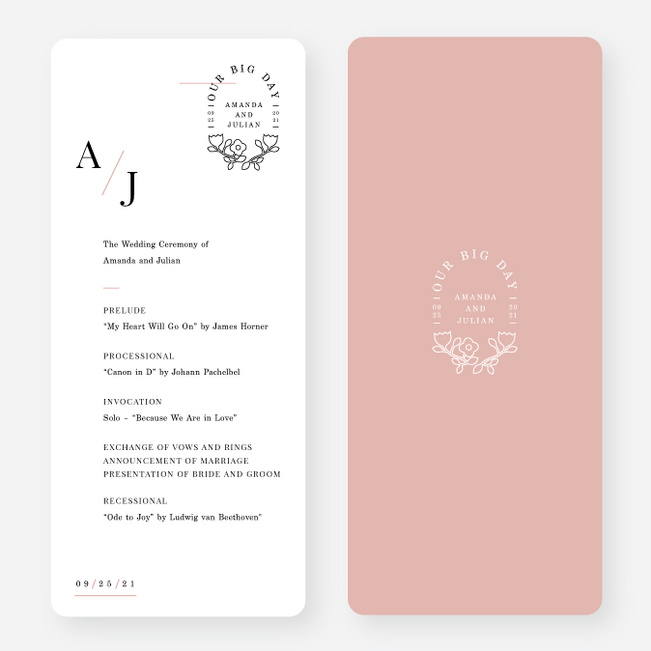 Floral Simplicity Wedding Programs - Pink