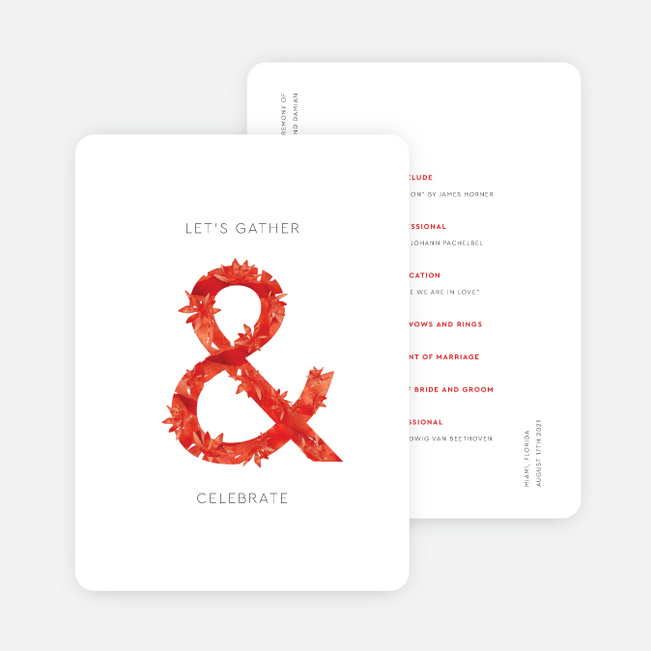 Floral Statement Wedding Programs - Red