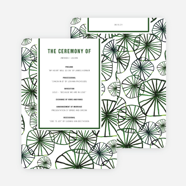 Organic Circles Wedding Programs - Green
